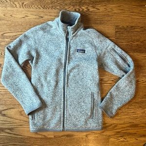 Patagonia women’s gray zip fleece jacket, size small